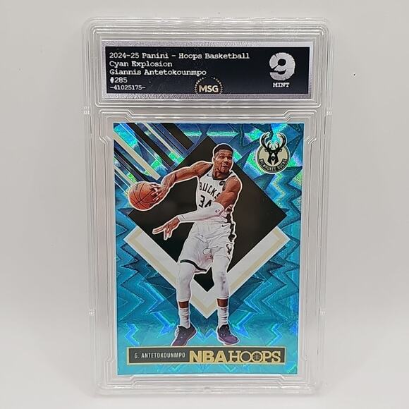 2024-25 Panini NBA Hoops GIANNIS ANTETOKOUNMPO Teal Explosion Parallel Graded 9 - Picture 1 of 2